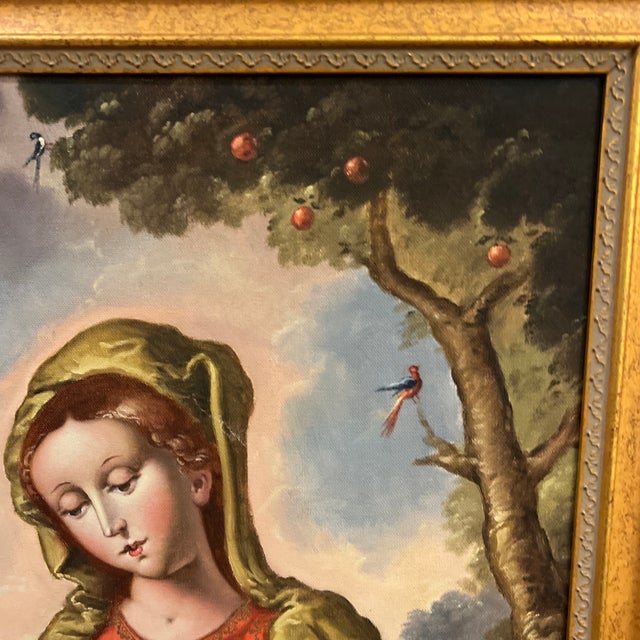Late 20th Century 20th Century Oil on Canvas Cuzco School Signed Framed Madonna With Child For Sale - Image 5 of 11