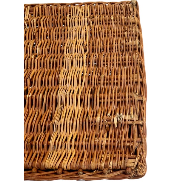 Antique English Wicker Storage Trunk Chest With Hinged Lid | Early 20th Century For Sale - Image 11 of 18