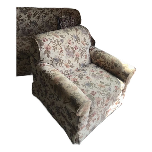 Upholstered Vintage Floral Armchair For Sale