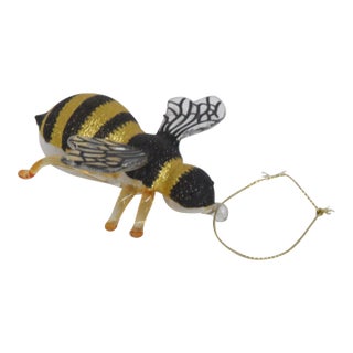 Robert Stanley Bumblebee Christmas Ornament Blown Glass With Glitter Top 4495b For Sale