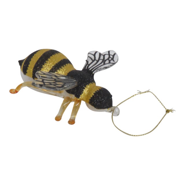Robert Stanley Bumblebee Christmas Ornament Blown Glass With Glitter Top 4495b For Sale