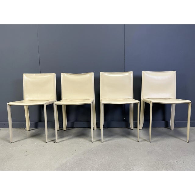 Beige Leather Dining Chairs by Cattelan, Italy, 1980s, Set of 4 For Sale - Image 13 of 13
