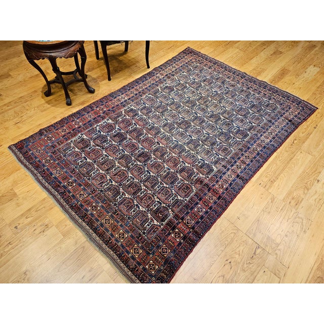 Ivory Antique Persian Afshar Tribal Rug, Hand-Knotted Wool, Allover Paisley Pattern, Ivory & Red, 5x7 For Sale - Image 8 of 17