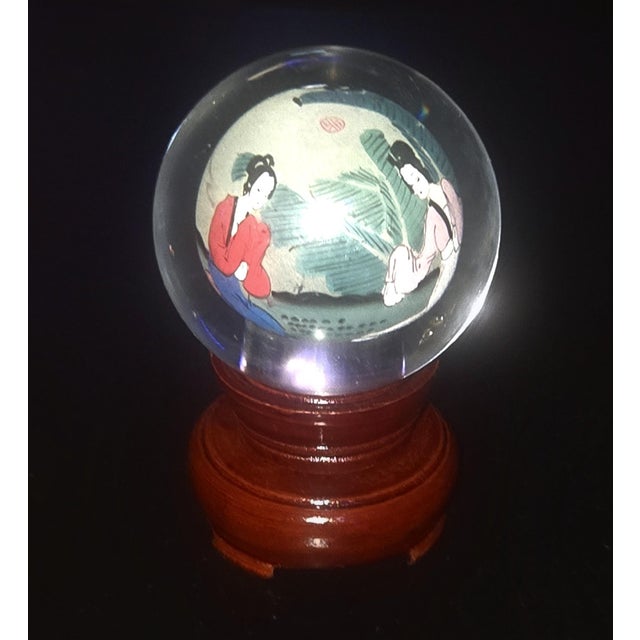 Vintage Chinese Reverse-Painted Globe With Rotating Stand For Sale - Image 14 of 18