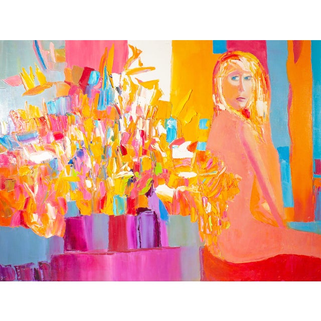 An oil on canvas painting by the Canadian-American artist Sidney Smiley (1912–2002). The painting depicts an abstracted...