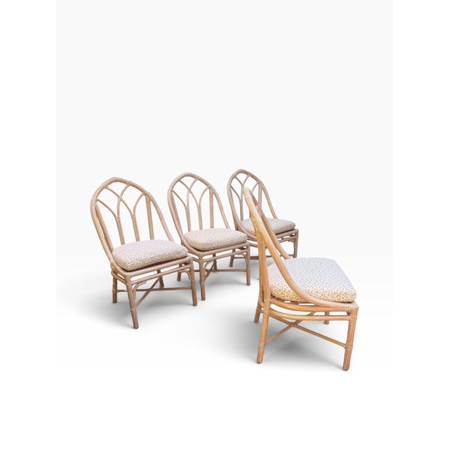 Wood Vintage McGuire Cathedral Cerused Rattan Dining Chairs – Set of 4 For Sale - Image 7 of 14