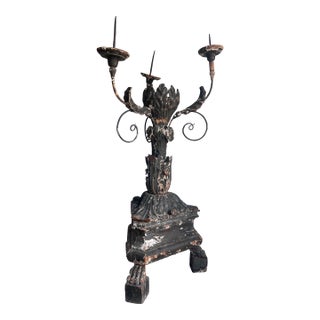 Spanish Baroque Revival Large Ecclesiastical Pricket Candelabrum Circa 1880-1900 For Sale