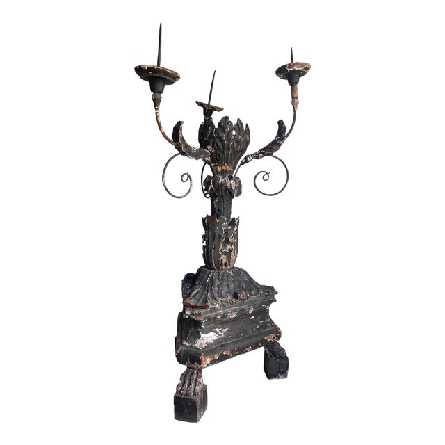 Spanish Baroque Revival Large Ecclesiastical Pricket Candelabrum Circa 1880-1900 For Sale
