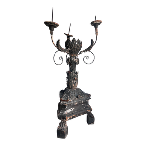 Spanish Baroque Revival Large Ecclesiastical Pricket Candelabrum Circa 1880-1900