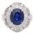 Gia Certified 4.15 Carat Oval Thai Sapphire & Diamond in Platinum Vintage Ring, Size 7 For Sale