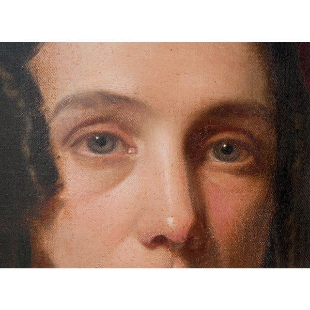 Dark Red and Pink Antique Portrait of a Victorian Lady, 20th Century For Sale - Image 12 of 12