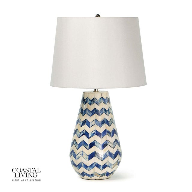Bone Regina Andrew Cassia Chevron Table Lamp in Blue For Sale - Image 7 of 7