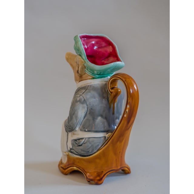 French 19th Century French Hand Painted Ceramic Barbotine Pig Pitcher by Onnaing For Sale - Image 3 of 8