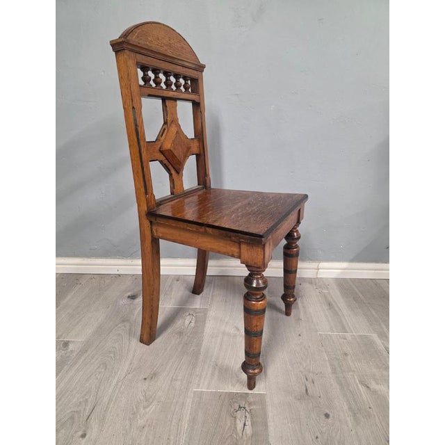 Antique Oak Hall Chairs from Guillows, 1870s, Set of 2 For Sale - Image 10 of 10