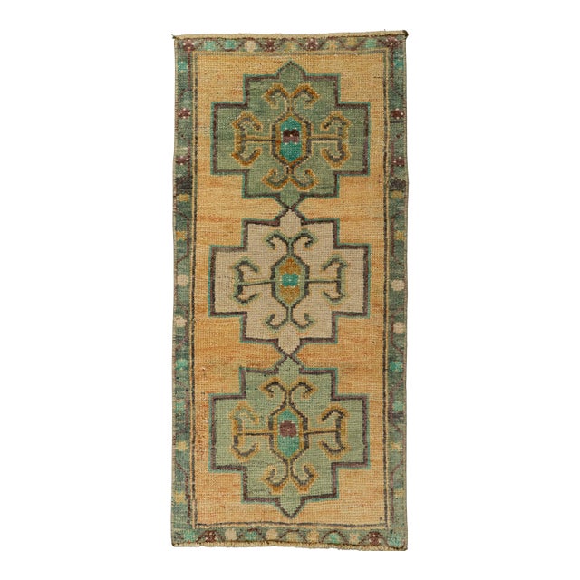 Turkish Mini Rug Oriental Hand Knotted Vintage Rug 1'5" x 3'2" #21153 For Sale