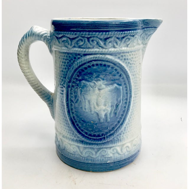 19th Century Vintage Bull & Cow Salt Glaze Pitcher For Sale - Image 10 of 10