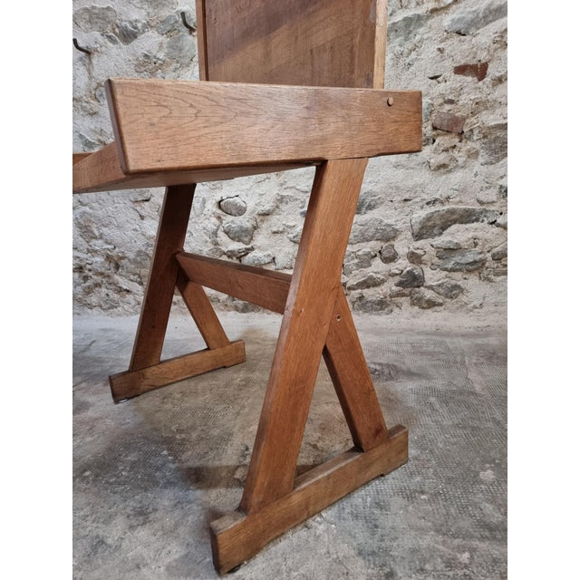 Vintage French Oak School Desk with Hinged Top, 1960s For Sale - Image 15 of 17