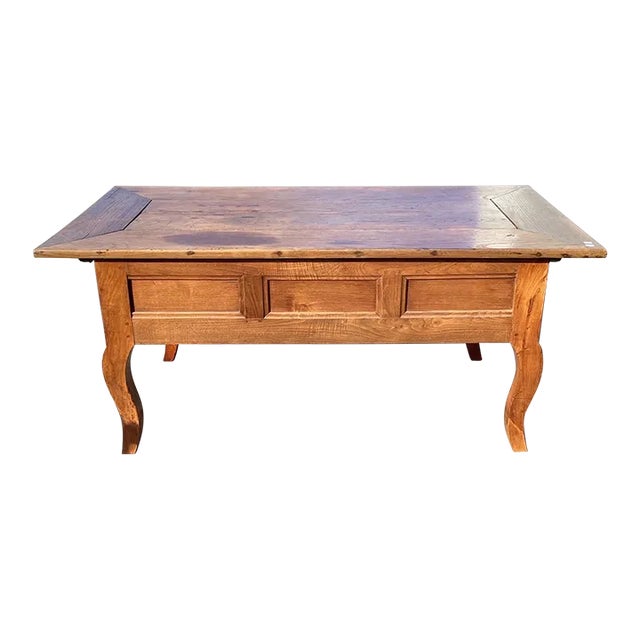 French Chestnut Farmhouse Coffee Table W/Storage For Sale
