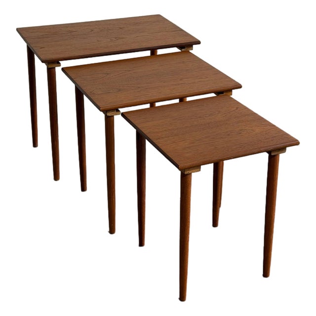 Teak Nesting Tables Set of 3 Vintage Danish Mid-Century Modern 1960s For Sale
