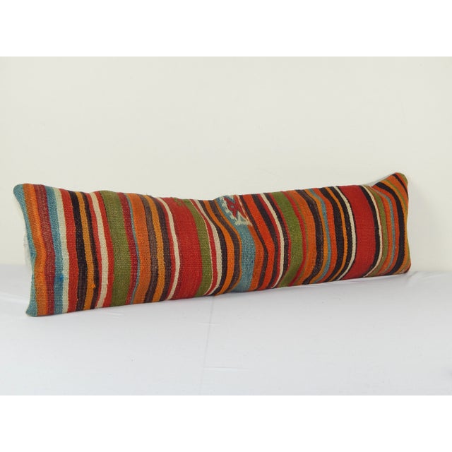 Mid-Century Modern Striped Turkish Kilim Pillow Cover For Sale - Image 3 of 5
