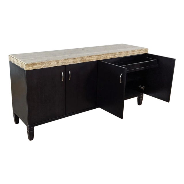 Scandanavian Design Travertine Top Buffet / Credenza For Sale