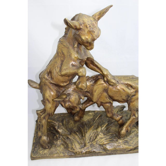 Art Deco Charles Paillet "Medaille D'or" Bronze of Two Playful Goats For Sale - Image 3 of 7