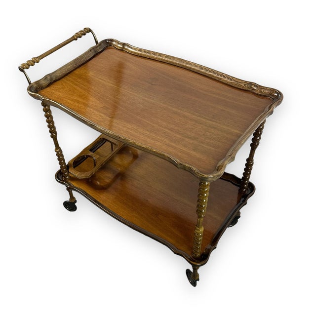 Mid-Century Modern 1950s Vintage Serving Bar Cart For Sale - Image 3 of 3