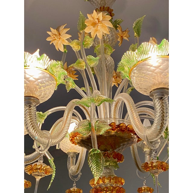 1940s Hand Blown Murano Glass Chandelier For Sale - Image 9 of 11