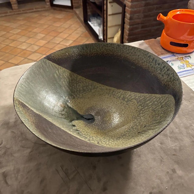 Ceramic 1960s Organic Modern Stoneware Large Bowl by Nanni Valentini for Ceramica Arcore For Sale - Image 7 of 12