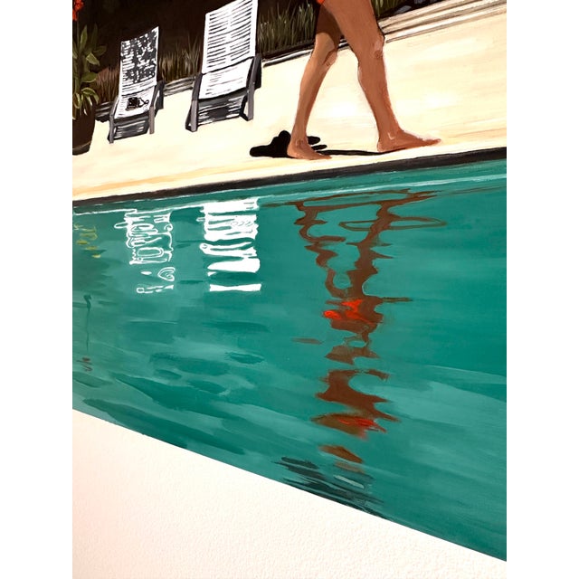 Textile "At the Pool" Modern Oil Painting, by Jennifer Hohlfelder For Sale - Image 7 of 8