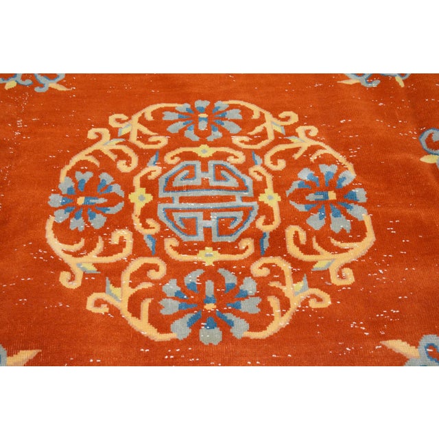 Art Deco Vintage Chinese Art Deco Hand Knotted Wool Rug, For Sale - Image 3 of 6