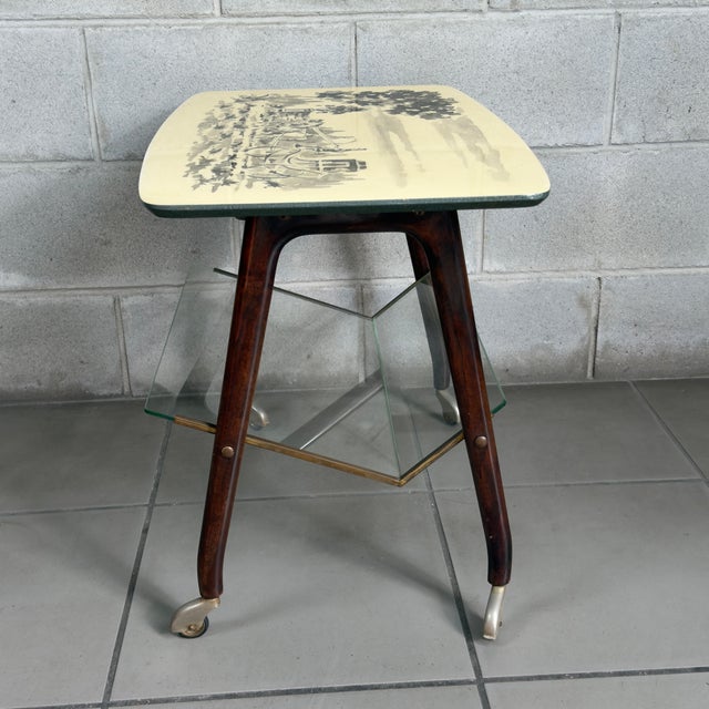 1960s Vintage Coffee Table in Wood and Brass, 1960s For Sale - Image 5 of 15