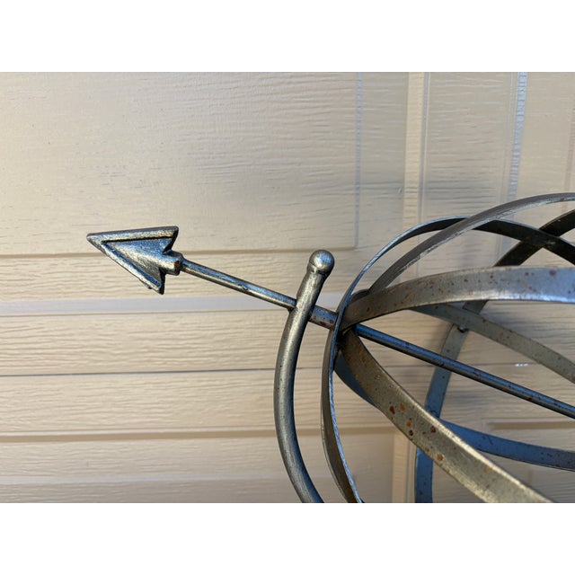 Late 20th Century Brutalist Style Iron Garden Armillary Sundial, Usa, 20th Century For Sale - Image 5 of 12