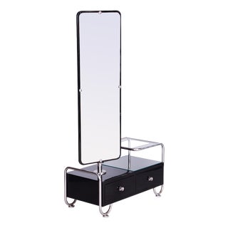 Bauhaus Dressing Mirror in Chrome and Lacquered Wood by Vichr a Spol., Czech, 1930s For Sale