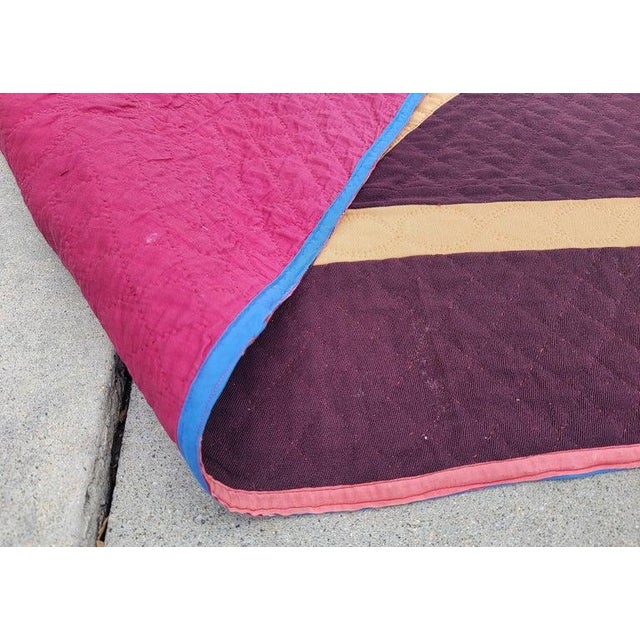 1930s Amish Wool Center Diamond in a Square Quilt For Sale In Los Angeles - Image 6 of 8