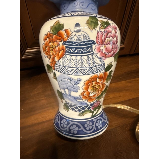 Vintage Chinoiserie Blue White Ginger Jar Milson and Louis Porcelain Table Lamp For Sale - Image 4 of 10