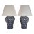 Contemporary Blue and White Ikat Pattern Ralph Lauren Over-Sized Jar Lamps With White Linen Shades, a Pair For Sale