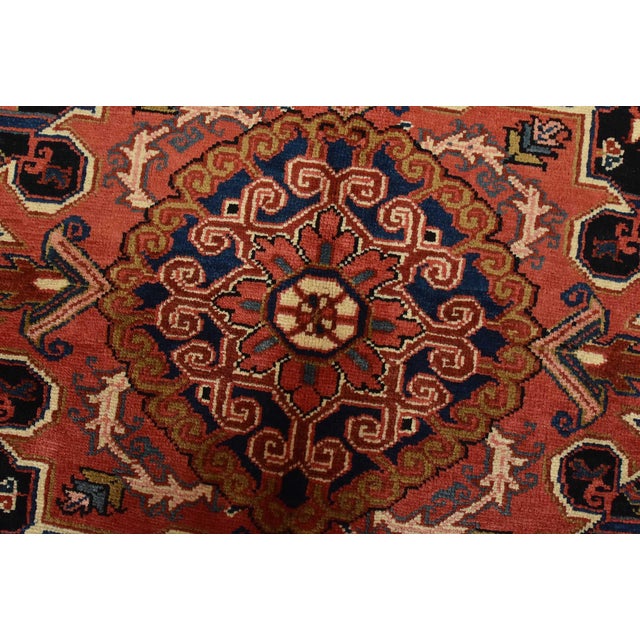 Red Heriz Rug 8’1” X 11’3” Red Wool Vintage Traditional Hand-Knotted Carpet For Sale - Image 8 of 15