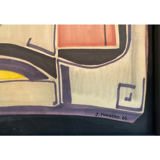 Striking mid-century Cubist composition, signed and dated “J. Forneris. 66.” in the lower right. Fragmented, interlocking...