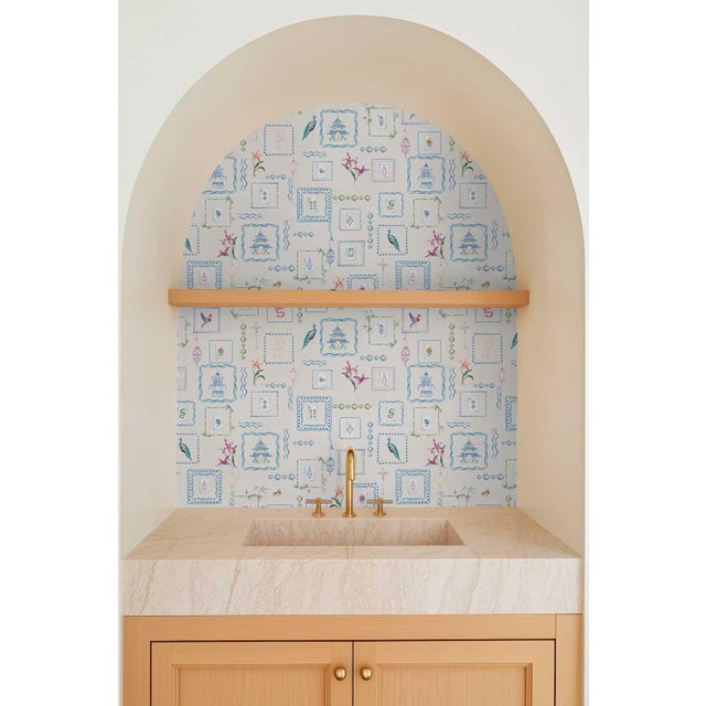 Mahjong Tile Grasscloth Wallpaper by House Party | Soap White | 8 Yards For Sale In Charlotte - Image 6 of 7