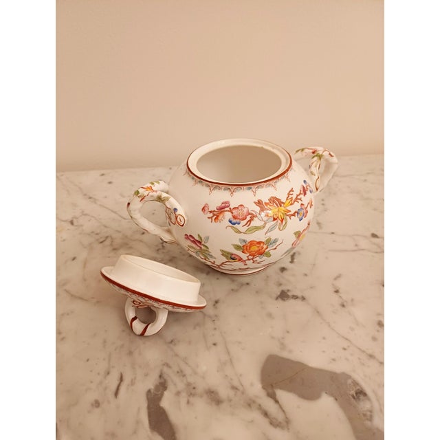 Antique French Porcelain Tea andCoffee Set Minton 252 Pattern by Sarreguemines, 1900, Set of 4 For Sale - Image 5 of 16