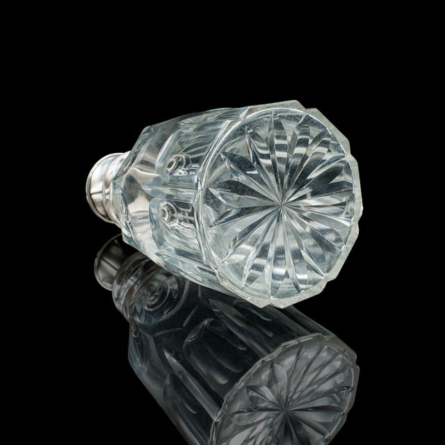 Transparent Vintage Port Decanter, English, Glass, Spirit Vessel, Hallmarked Silver, 1928 For Sale - Image 8 of 12