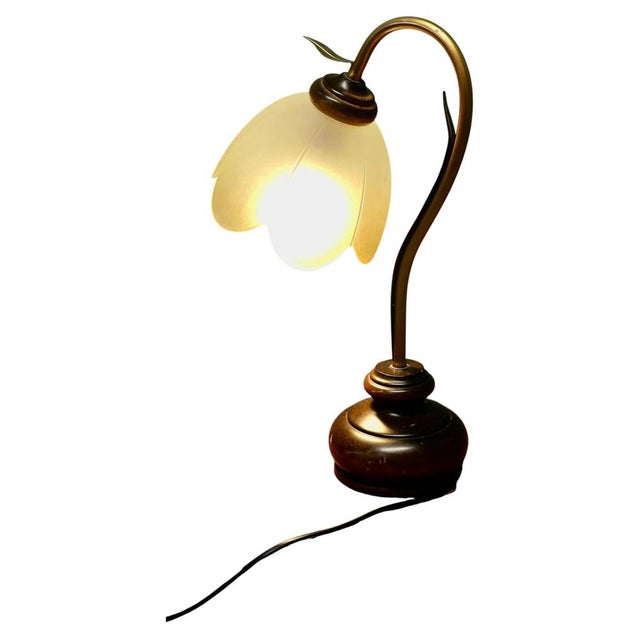 Glass French Bronze Toleware Conservatory Table Lamp, 1960 For Sale - Image 7 of 7