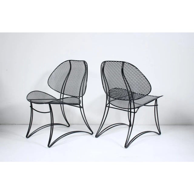 Mid-Century Modern 1960s Homecrest Casino, Tempestini Style, Black Mesh "Orange Slice" Lounge Chairs - A Pair For Sale - Image 3 of 12