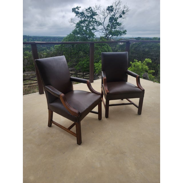 Animal Skin Pair of Classic Leather Armchairs For Sale - Image 7 of 9