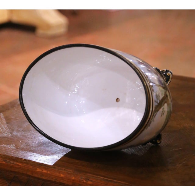 Ceramic 19th Century French "Porcelaine De Paris" Jardinière With Painted Pastoral Scene For Sale - Image 7 of 8