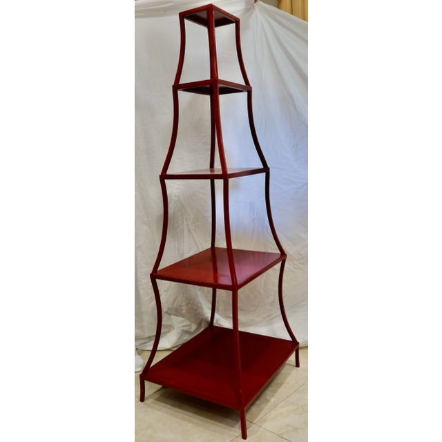 Chinoiserie Pagoda Etagere 5 Shelf Display. This etagere is shown fully assembled. It can also be broken down for ease in...