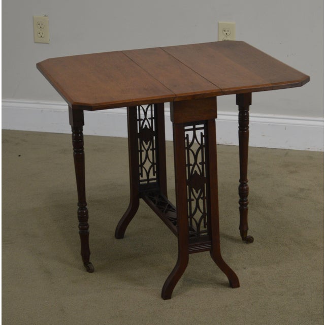 Antique Victorian Walnut Narrow Dropleaf Sutherland Side Table Chairish