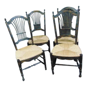 Country French Rush Seat Side Chairs/Set of 4