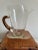 Vintage Carl Aubock Style Pitcher With Rattan Wrapped Handle and Attached Underplate For Sale - Image 11 of 12